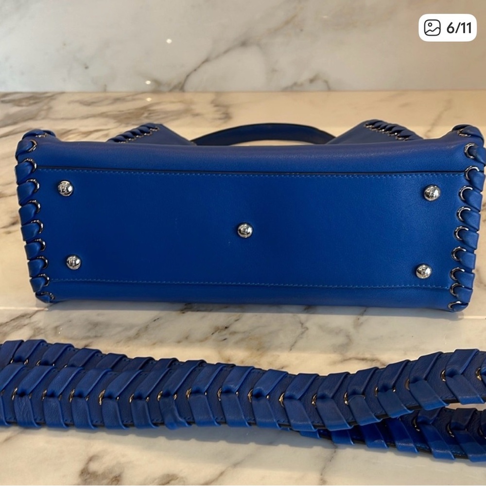 Fendi Peekaboo Cobalt Blue Whipstitch Leather Top Handle Crossbody Bag authentic - Picture 6 of 11